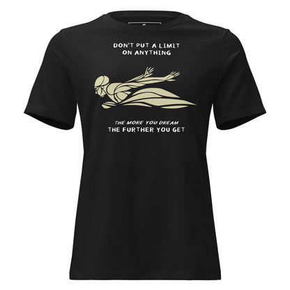 "Don't Put a Limit on Anything" Swimmer Black Motivational Women’s T-Shirt