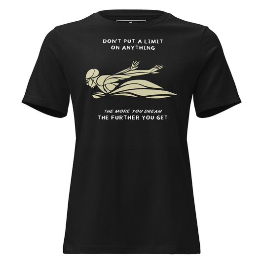 "Don't Put a Limit on Anything" Swimmer Black Motivational Women’s T-Shirt