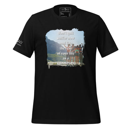 Don’t Quit, Live as a Champion Men's Motivational Black T-Shirt
