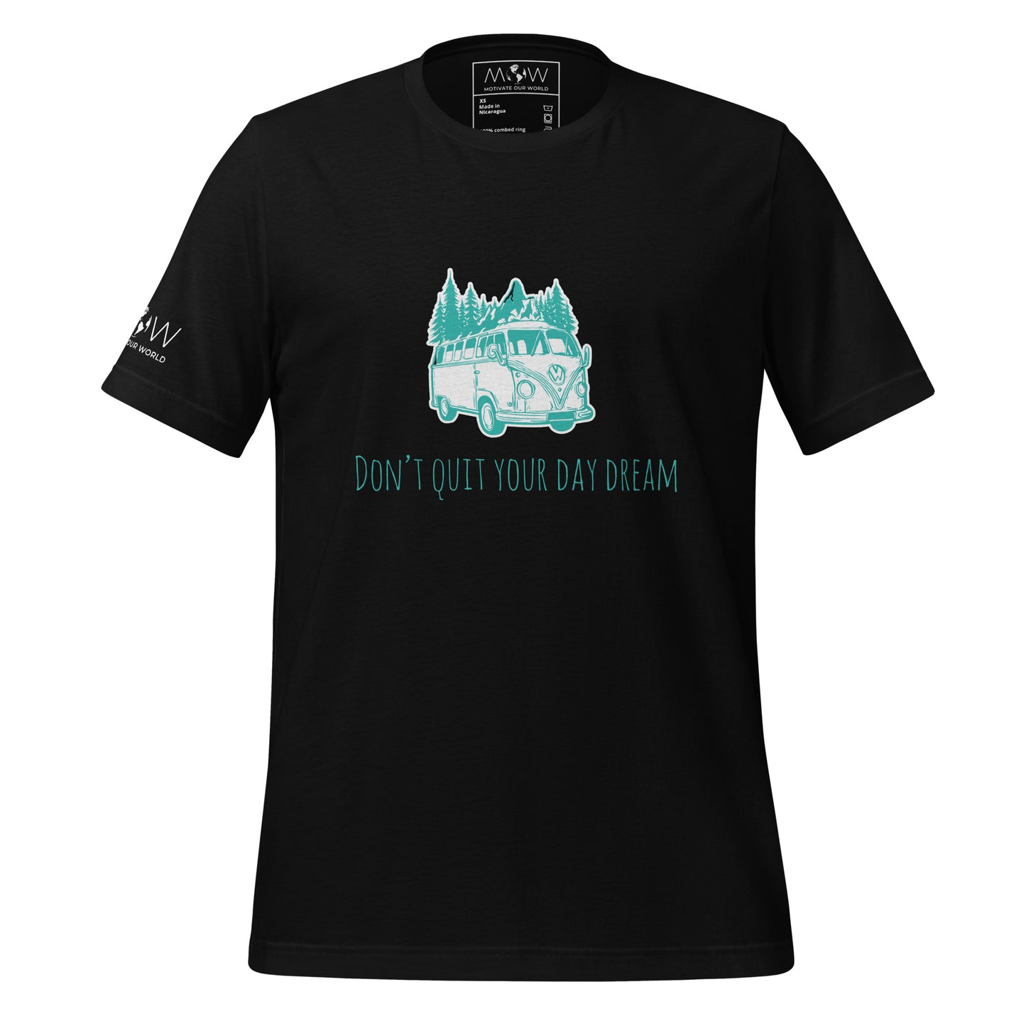 Don't Quit Your Daydream (Adventure Van Design) Men's Motivational Black T-Shirt