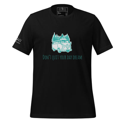 Don't Quit Your Daydream (Adventure Van Design) Men's Motivational Black T-Shirt