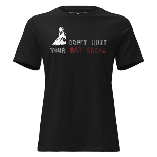 Don’t Quit Your Daydream (Minimalist Neon Design) Black Motivational Women’s T-Shirt