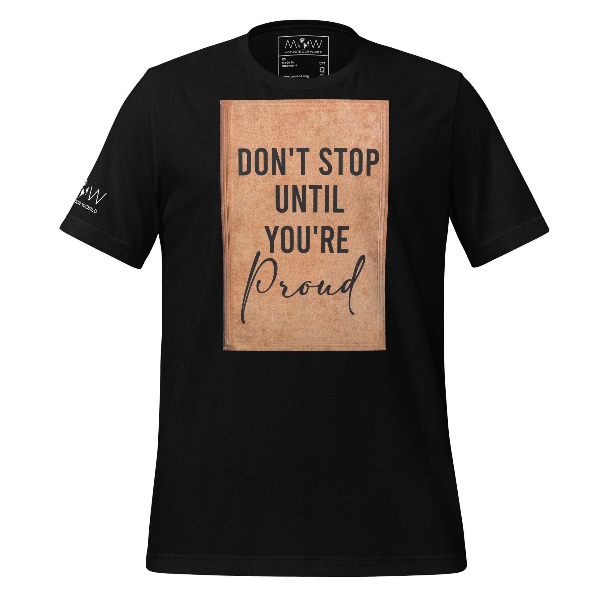Don't Stop Until You're Proud Men's Motivational Black T-Shirt