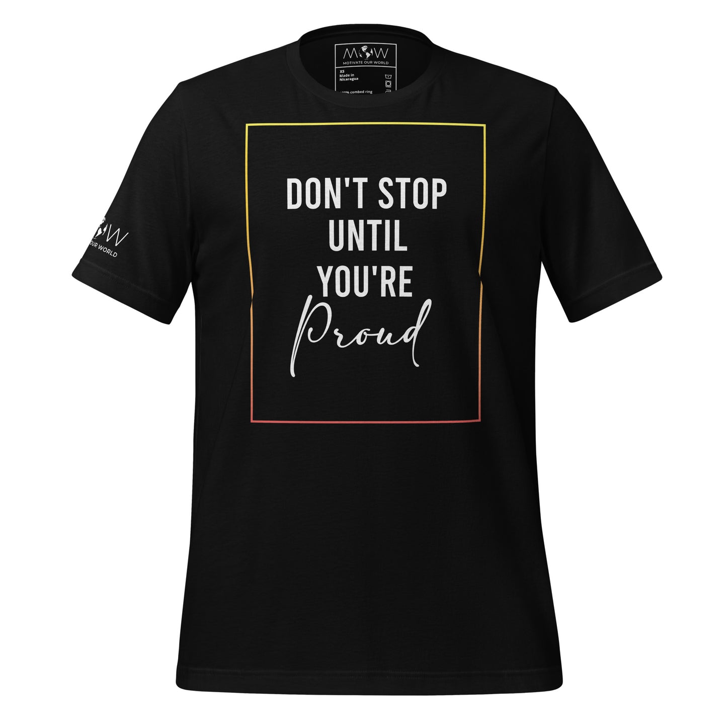 Don't Stop Until You're Proud Men's Motivational Black T-Shirt