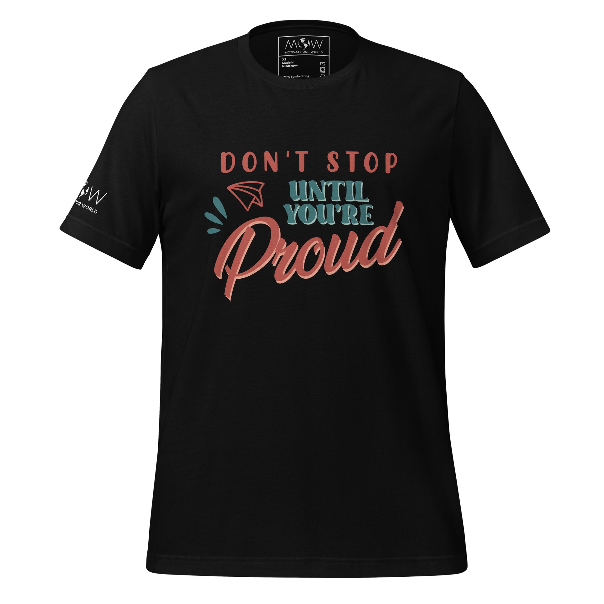 Don't Stop Until You're Proud Men's Motivational Black T-Shirt