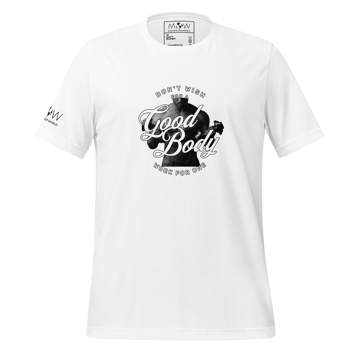 Don't Wish for a Good Body, Work for One Men's Motivational White T-Shirt