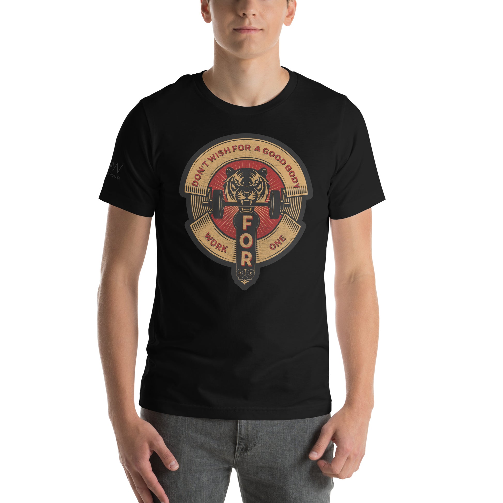 Don't Wish for a Good Body, Work for One Men's Motivational Black T-Shirt
