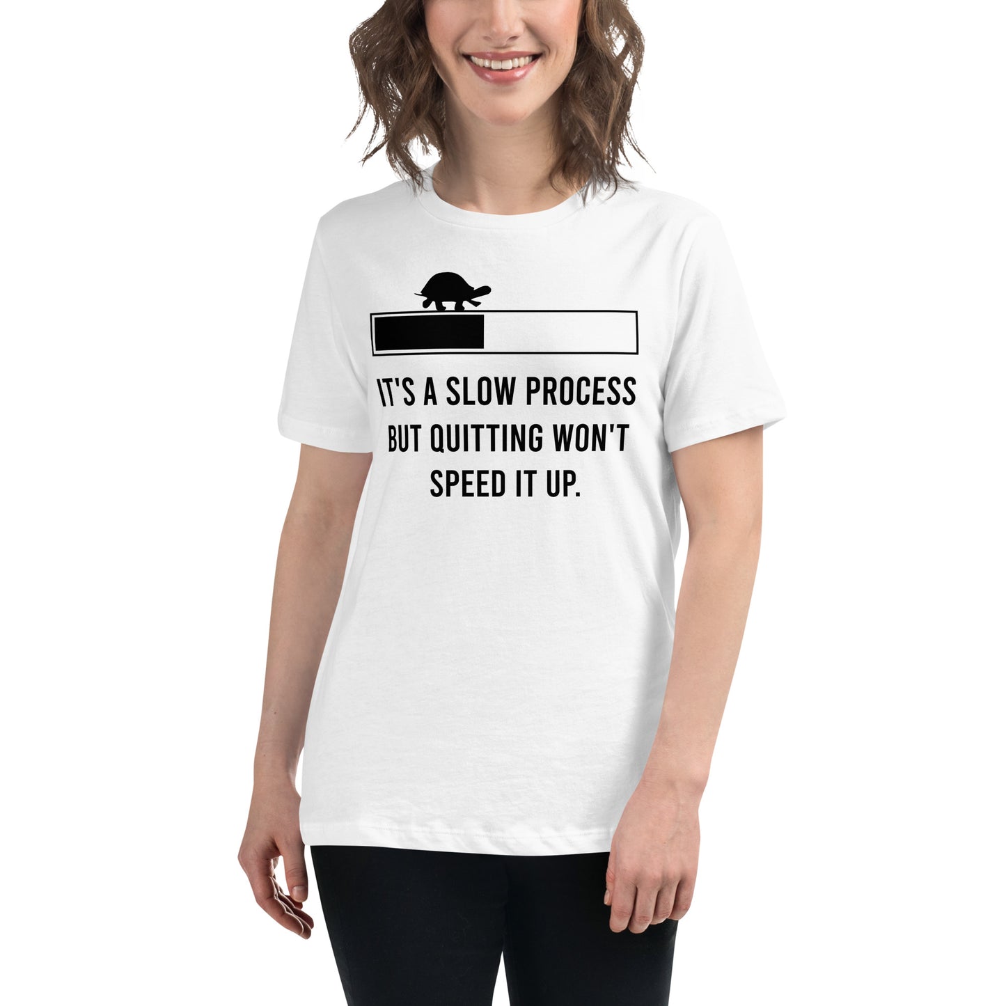 Doubting Yourself Won't Speed It Up White Motivational Women’s T-Shirt Lifestyle