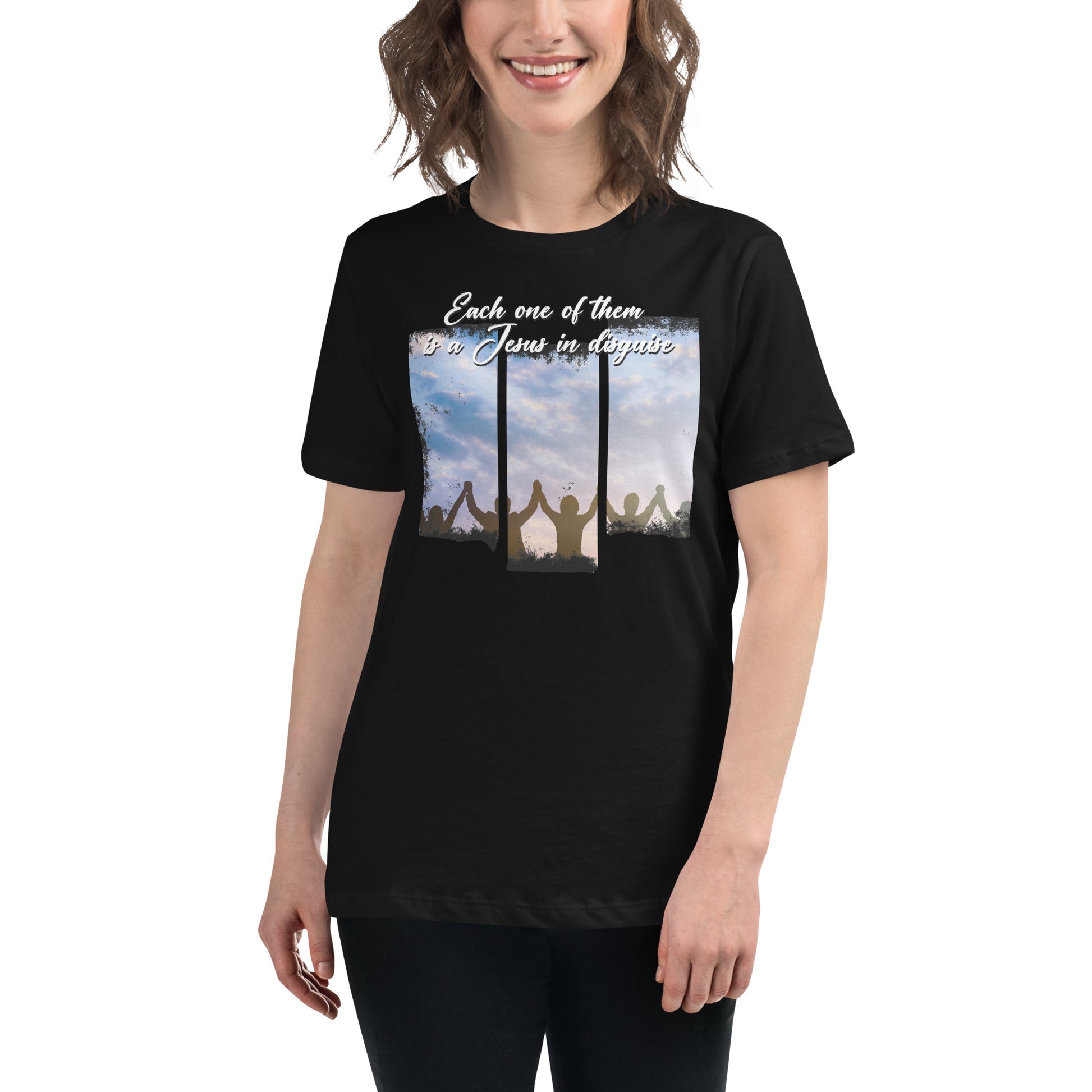 Each One of Them is a Jesus in Disguise Black Motivational Women’s T-Shirt Lifestyle