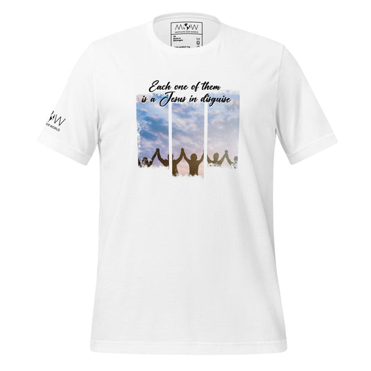 Each One of Them is a Jesus in Disguise Men's Motivational White T-Shirt