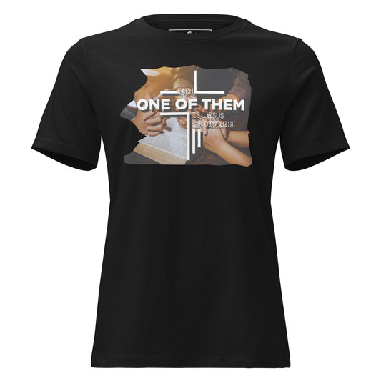 Each One of Them is a Jesus in Disguise (Prayer Hands Design) Black Motivational Women’s T-Shirt