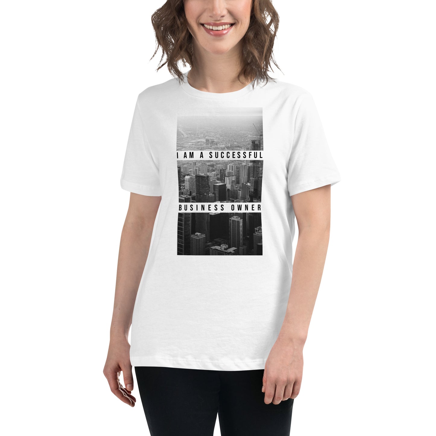 Elevate Your Vision White Motivational Women’s T-Shirt Lifestyle