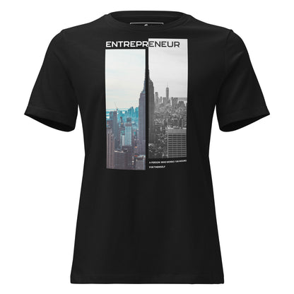Entrepreneur 100 Hours Black Motivational Women’s T-Shirt - Dual Skyline Design