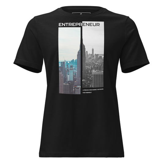 Entrepreneur 100 Hours Black Motivational Women’s T-Shirt - Dual Skyline Design