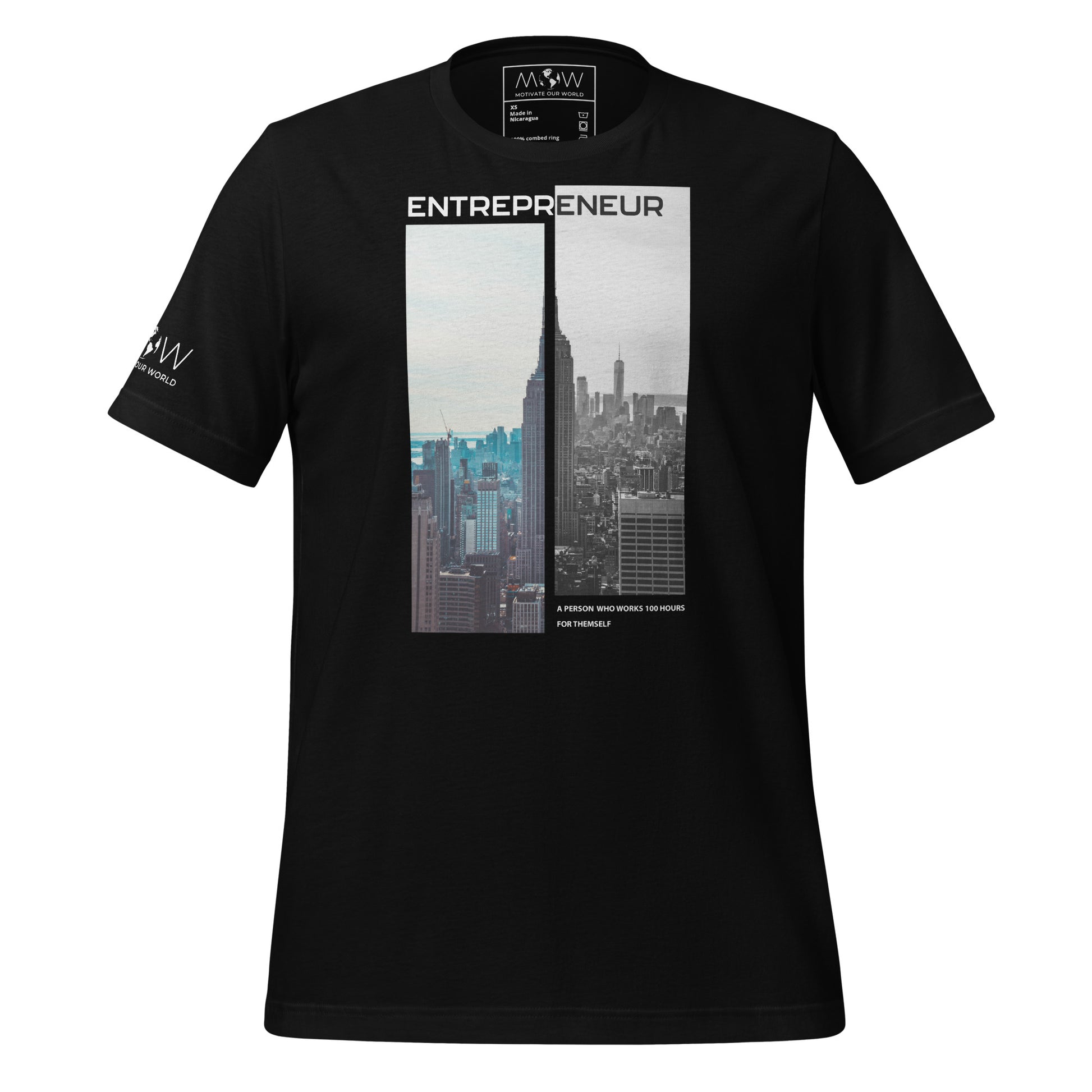 Entrepreneur 100 Hours Men's Motivational Black T-Shirt 