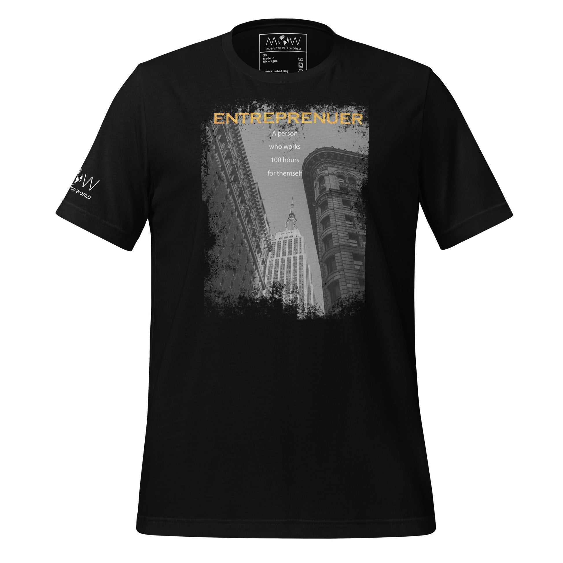 Entrepreneur 100 Hours Men's Motivational Black T-Shirt 