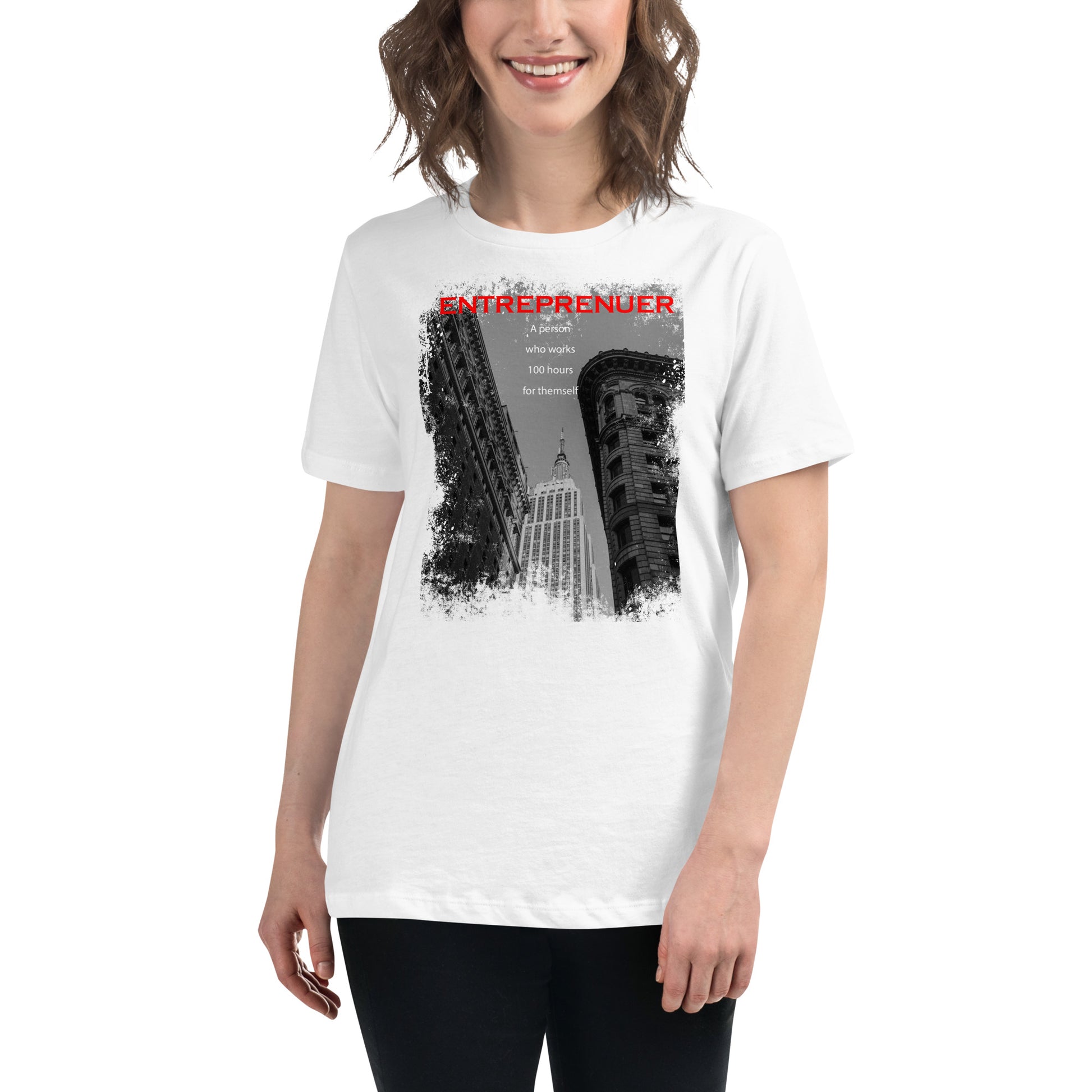 Entrepreneur 100 Hours White Motivational Women’s T-Shirt - Urban Design Lifestyle