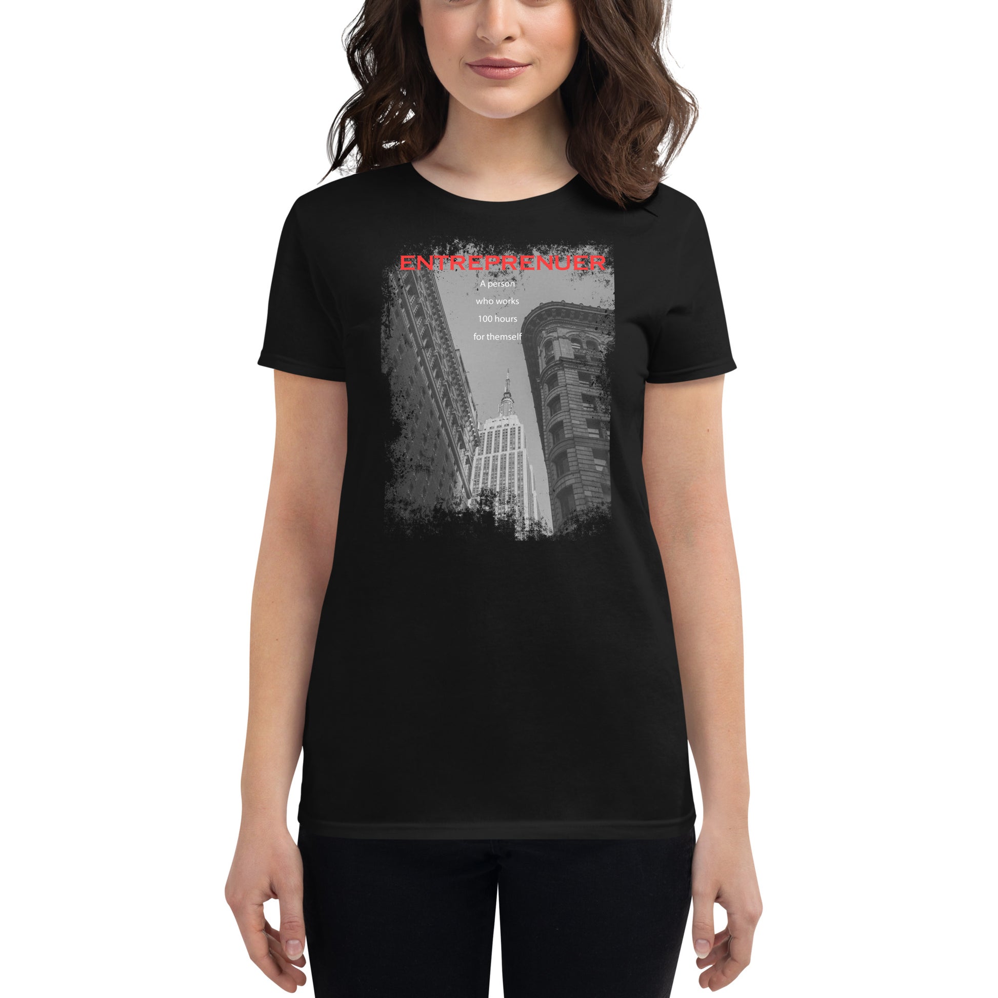 Entrepreneur Cityscape Women’s Motivational Black T-Shirt