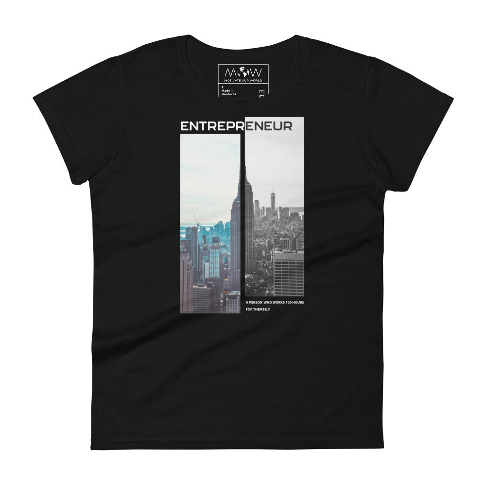 Entrepreneur Skyline Women’s Motivational Black T-Shirt