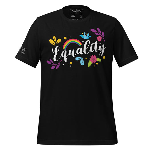 Equality - Floral Rainbow Edition Black Motivational Men's T-Shirt