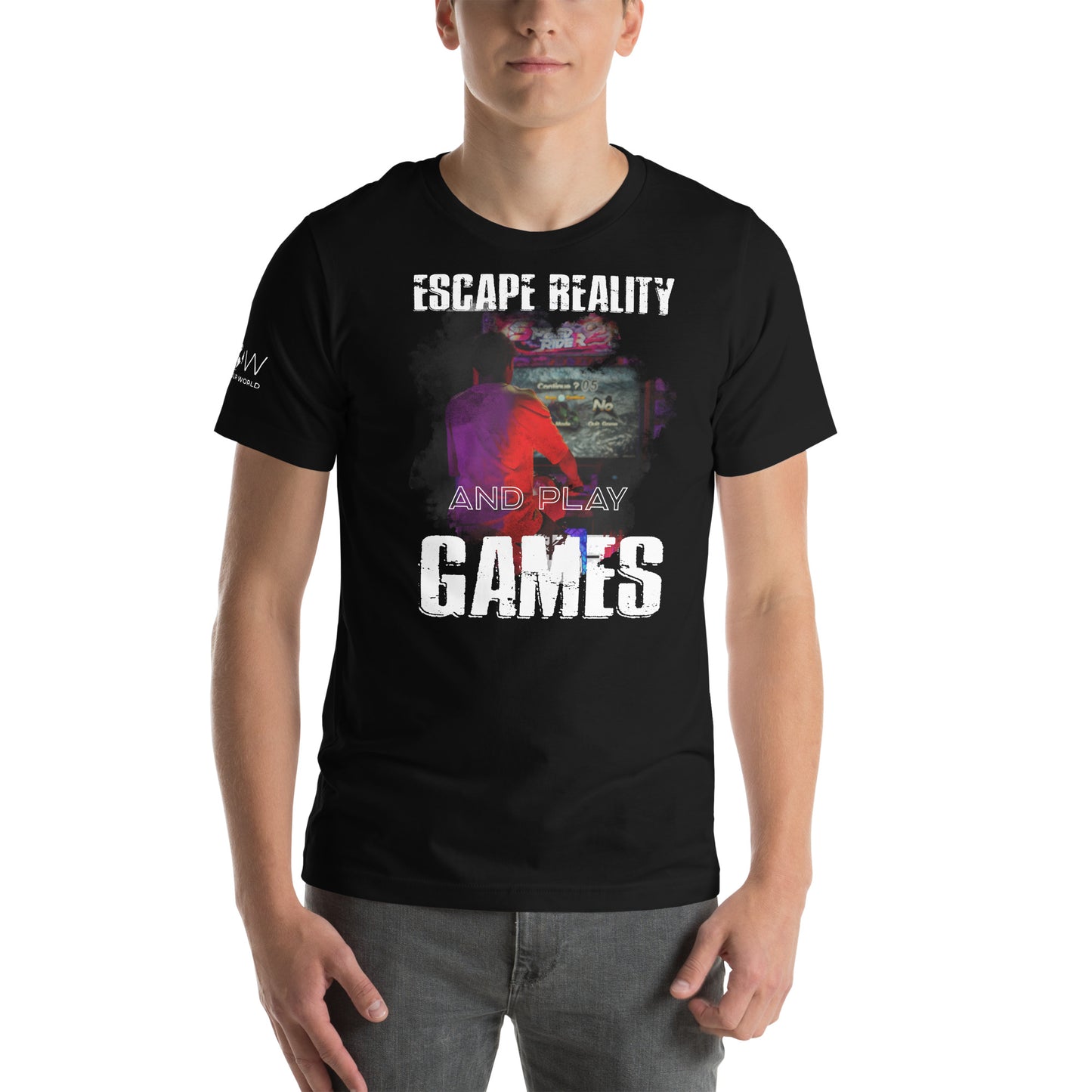 Escape Reality and Play Games - Arcade Black Motivational Men's T-Shirt