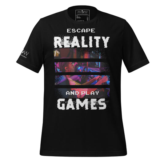 Escape Reality and Play Games -  Arcade Gamer Black Motivational Men's T-Shirt