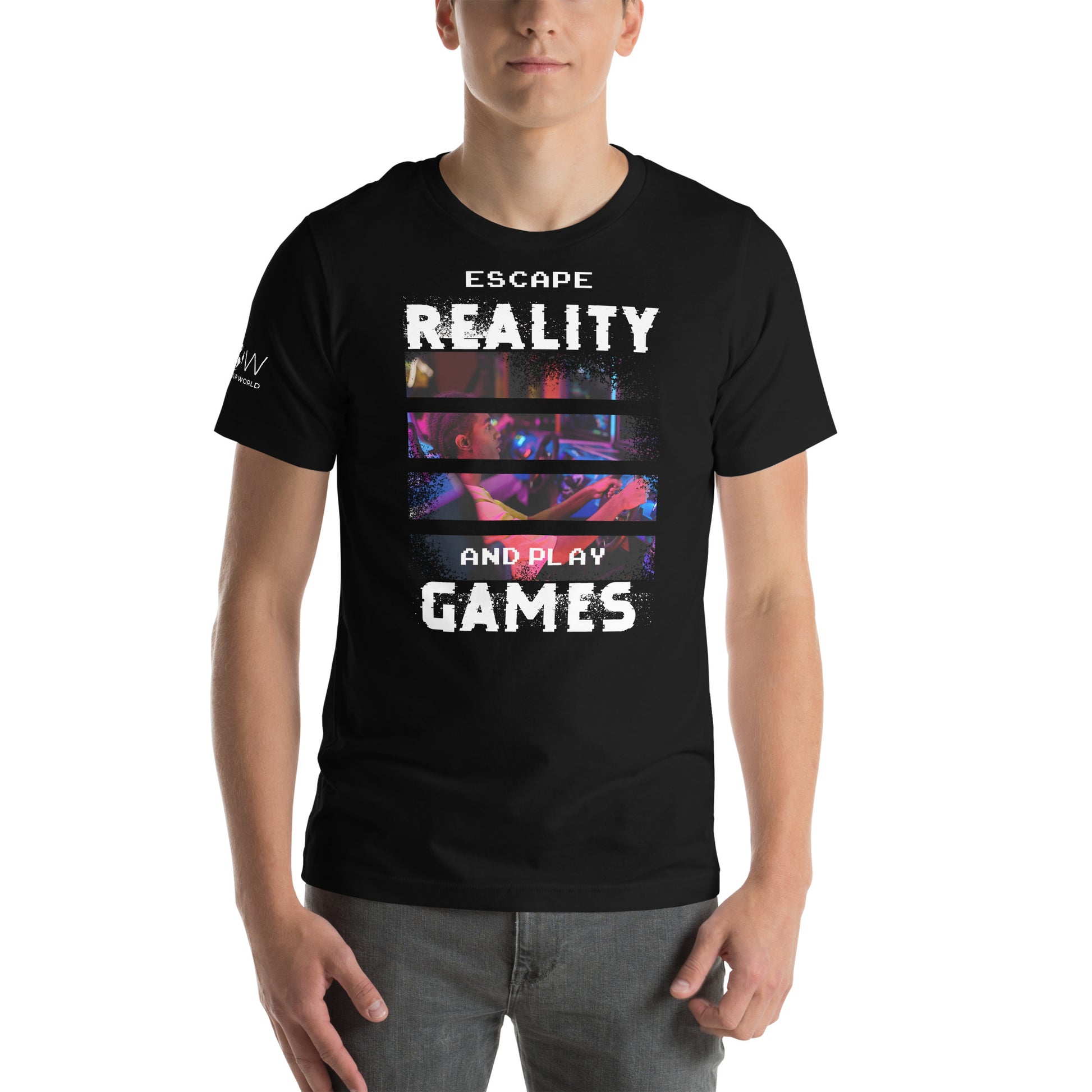 Escape Reality and Play Games -  Arcade Gamer Black Motivational Men's T-Shirt
