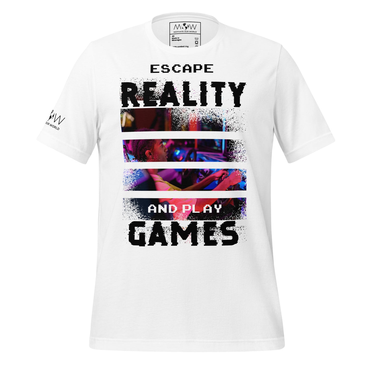 Escape Reality and Play Games -  Arcade Gamer White Motivational Men's T-Shirt