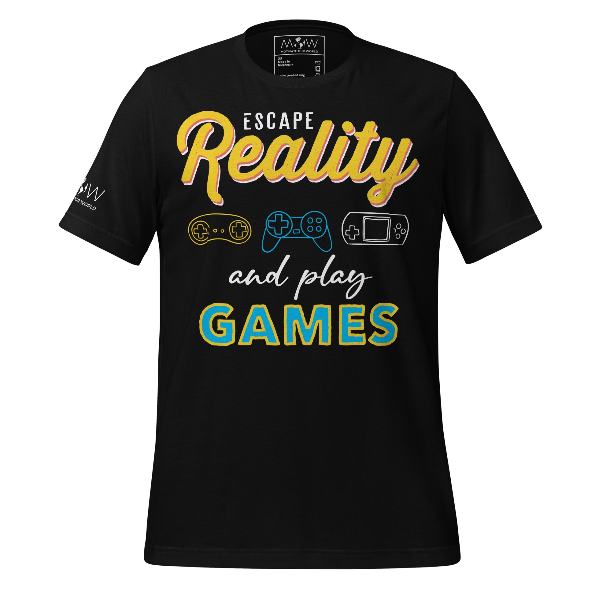Escape Reality and Play Games - Console Gamer Black Motivational Men's T-Shirt