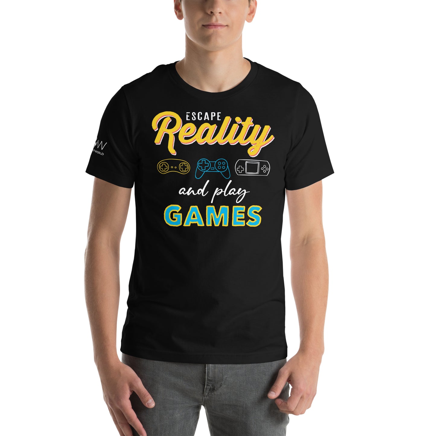 Escape Reality and Play Games - Console Gamer Black Motivational Men's T-Shirt