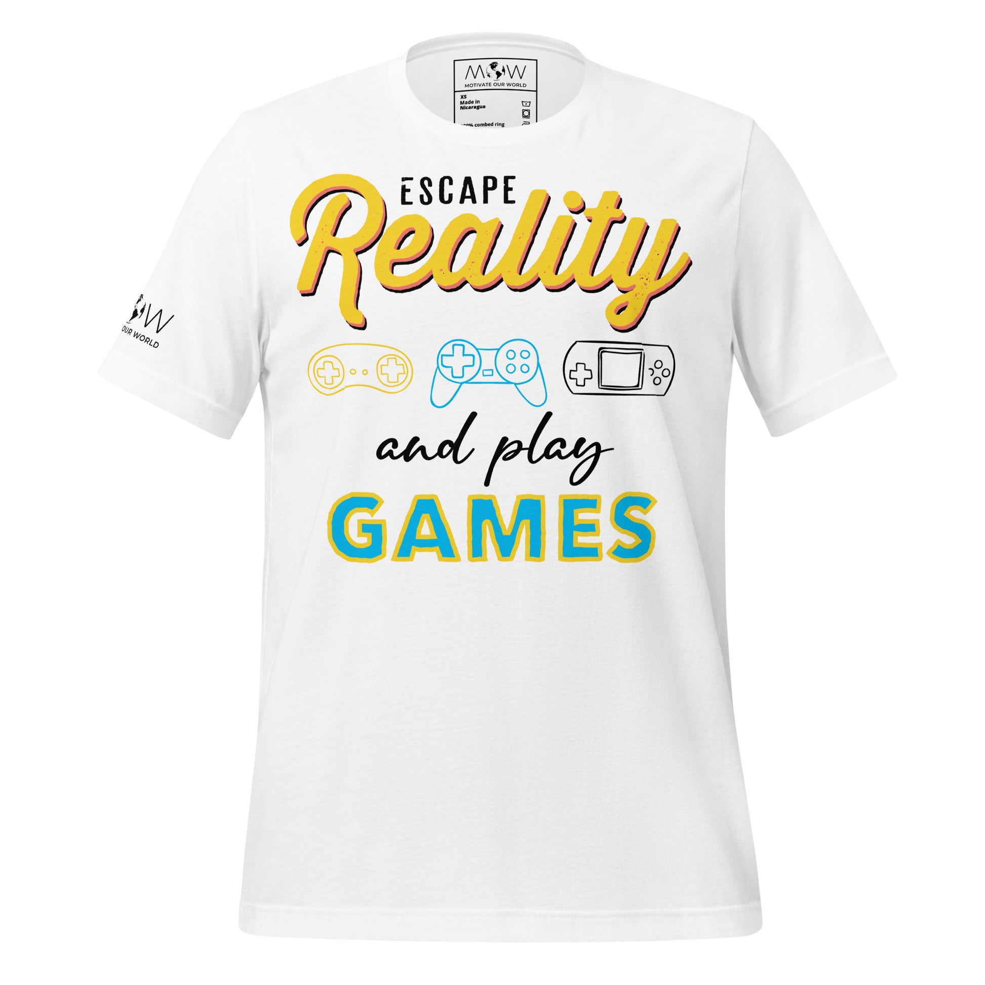 Escape Reality and Play Games - Console Gamer White Motivational Men's T-Shirt