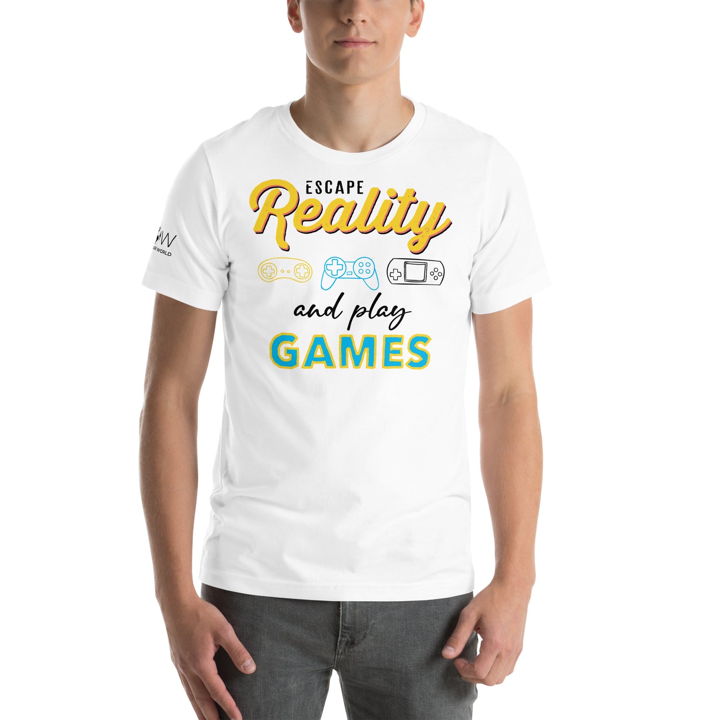 Escape Reality and Play Games - Console Gamer White Motivational Men's T-Shirt Lifestyle