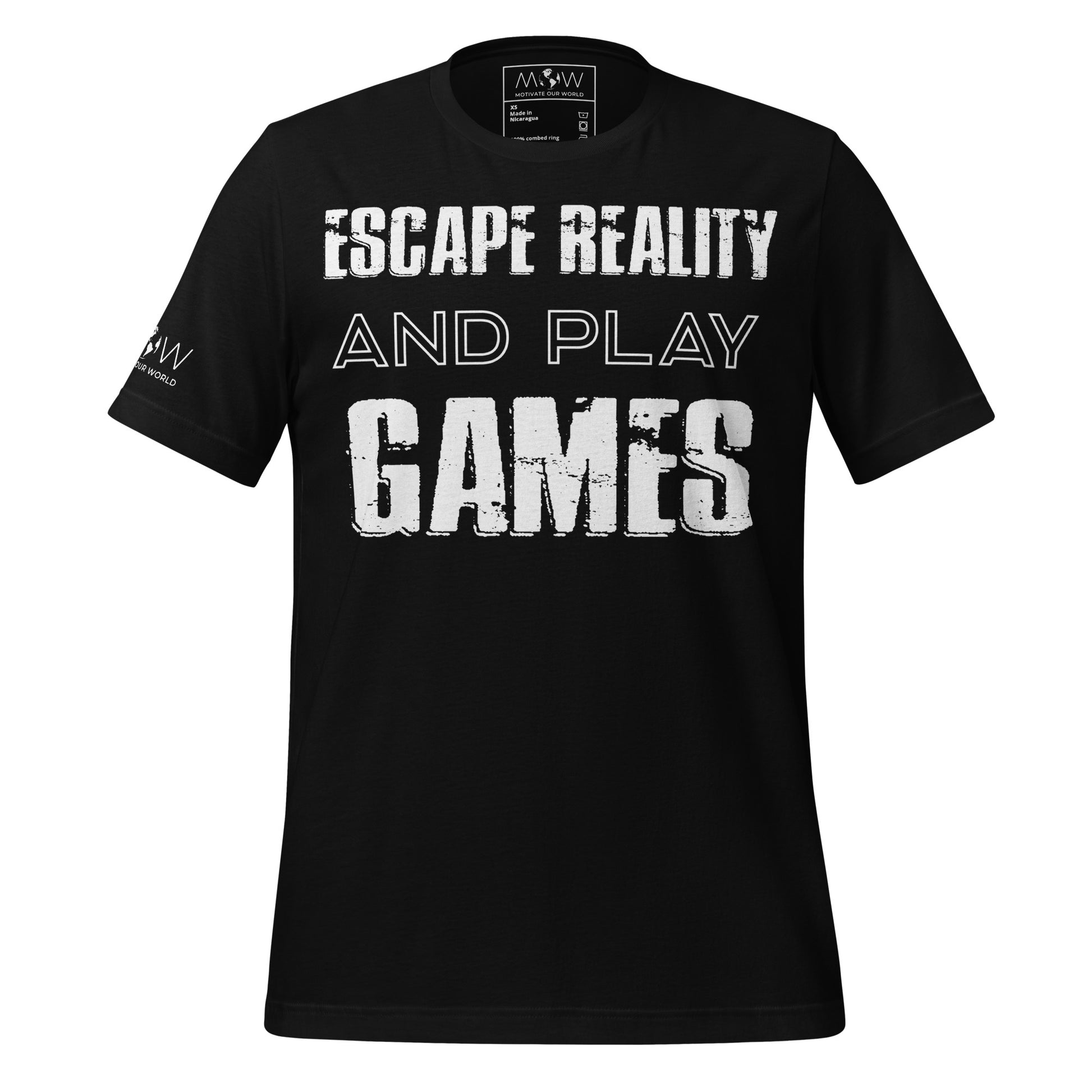 Escape Reality and Play Games - Minimalist Black Motivational Men's T-Shirt