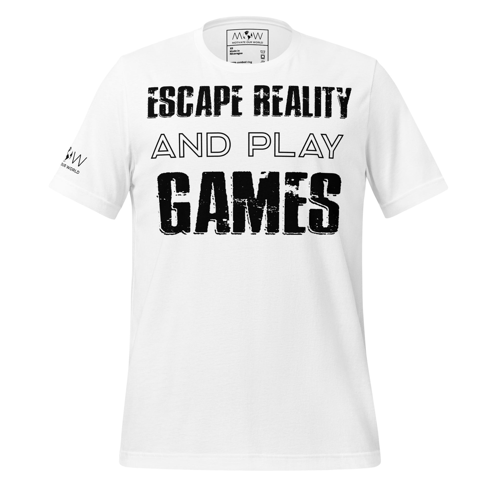 Escape Reality and Play Games - Minimalist White Motivational Men's T-Shirt