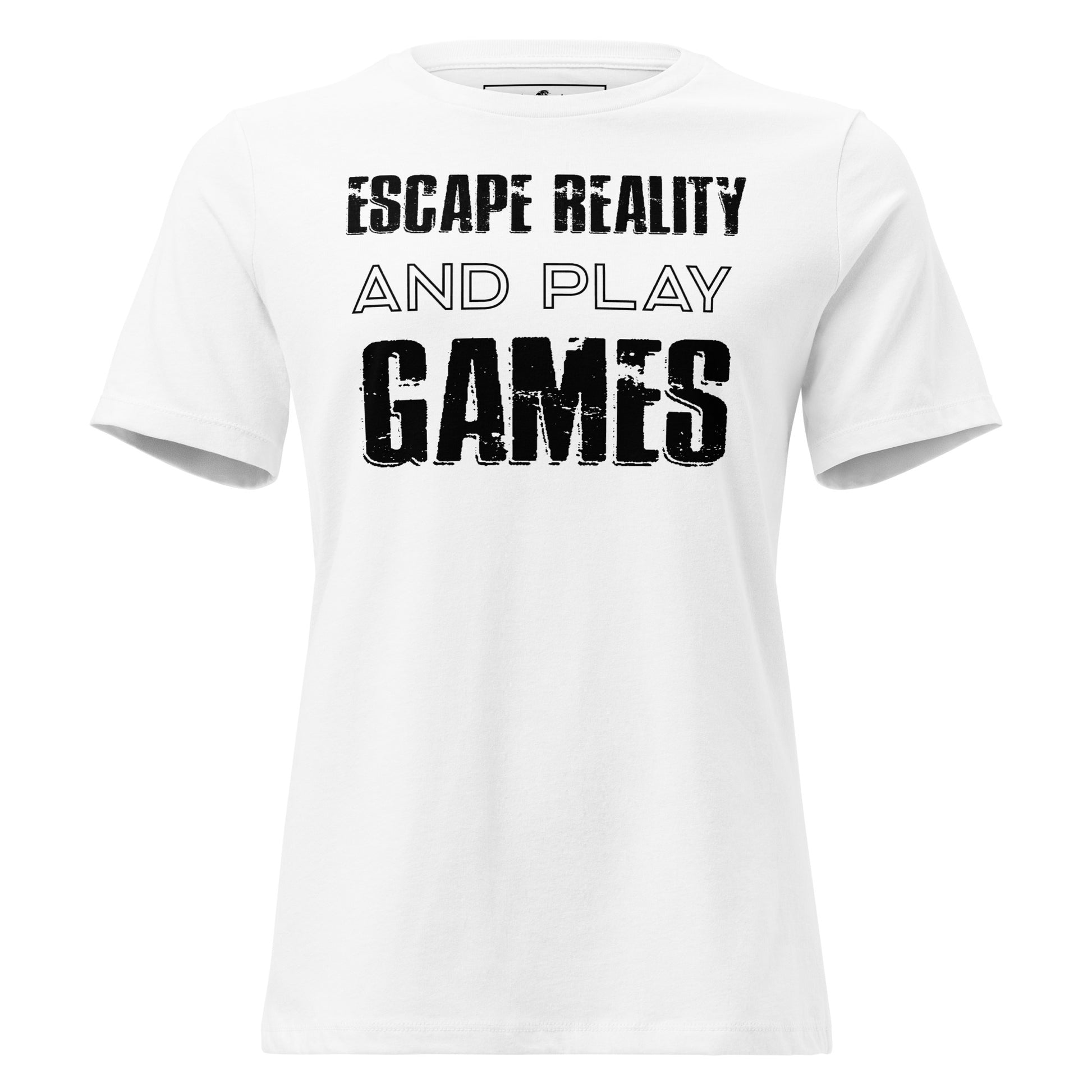 Escape Reality and Play Games - Minimalist White Motivational Women’s T-Shirt