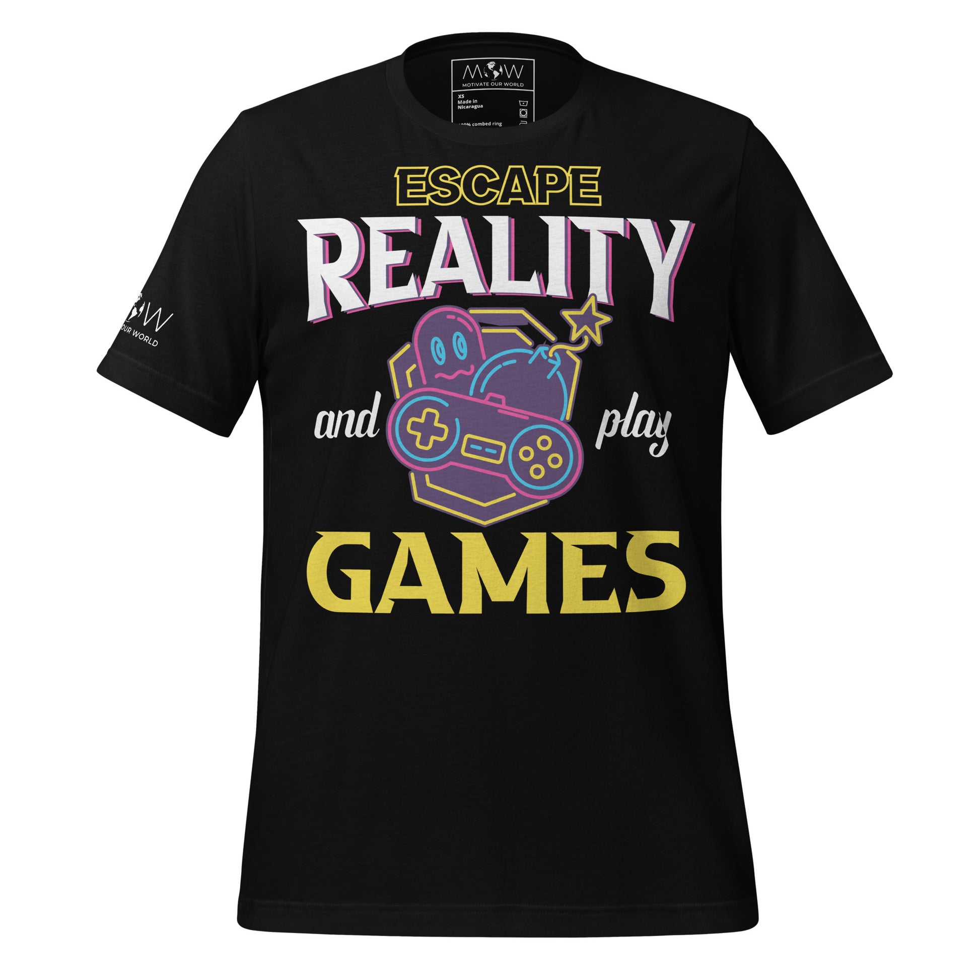 Escape Reality and Play Games Black Motivational Men's T-Shirt