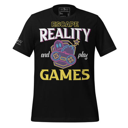 Escape Reality and Play Games Black Motivational Men's T-Shirt