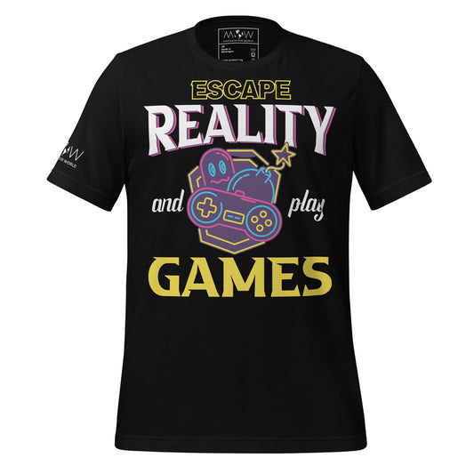 Escape Reality and Play Games Black Motivational Men's T-Shirt