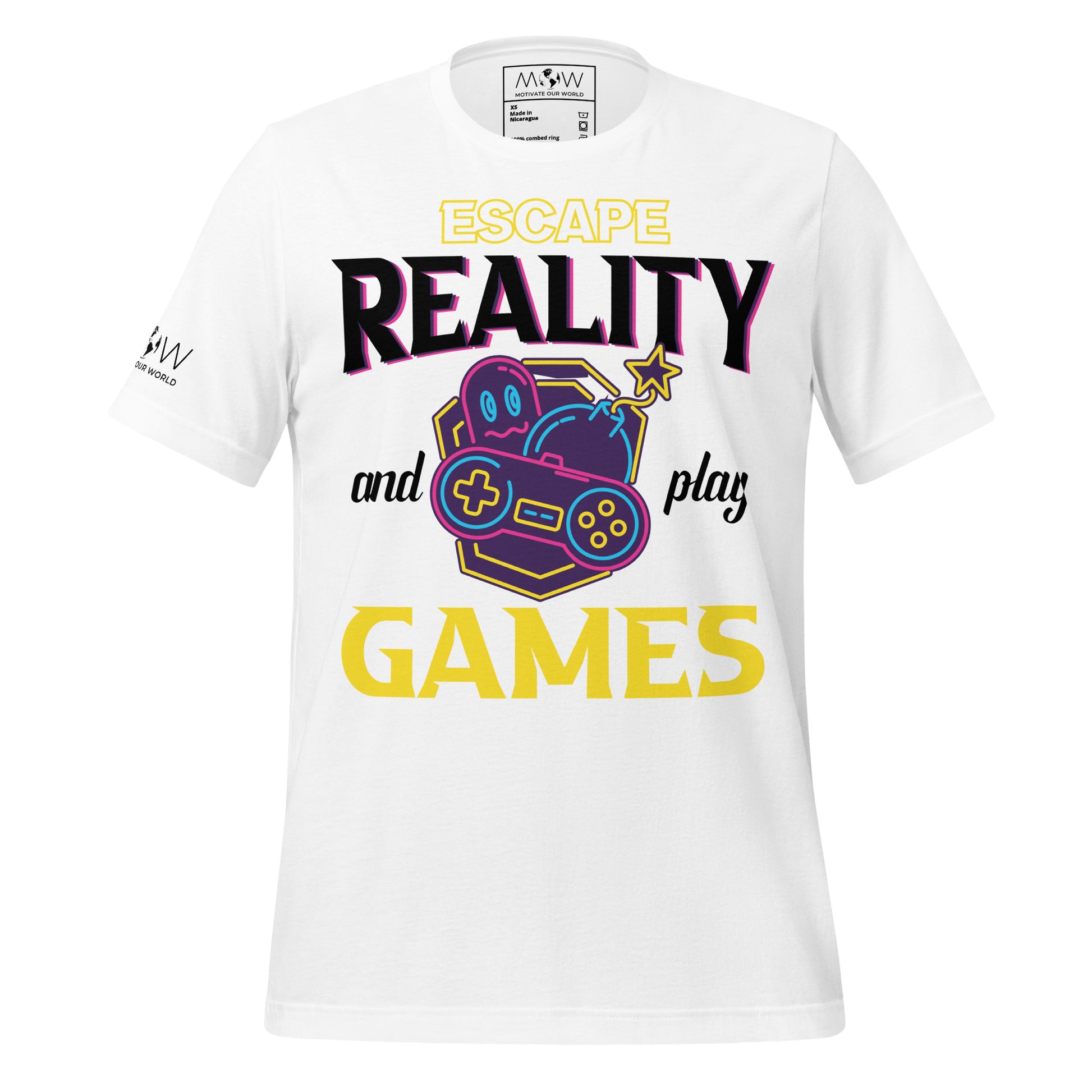 Escape Reality and Play Games White Motivational Men's T-Shirt