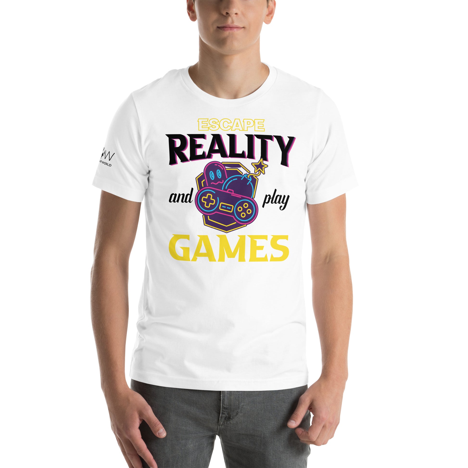 Escape Reality and Play Games White Motivational Men's T-Shirt
