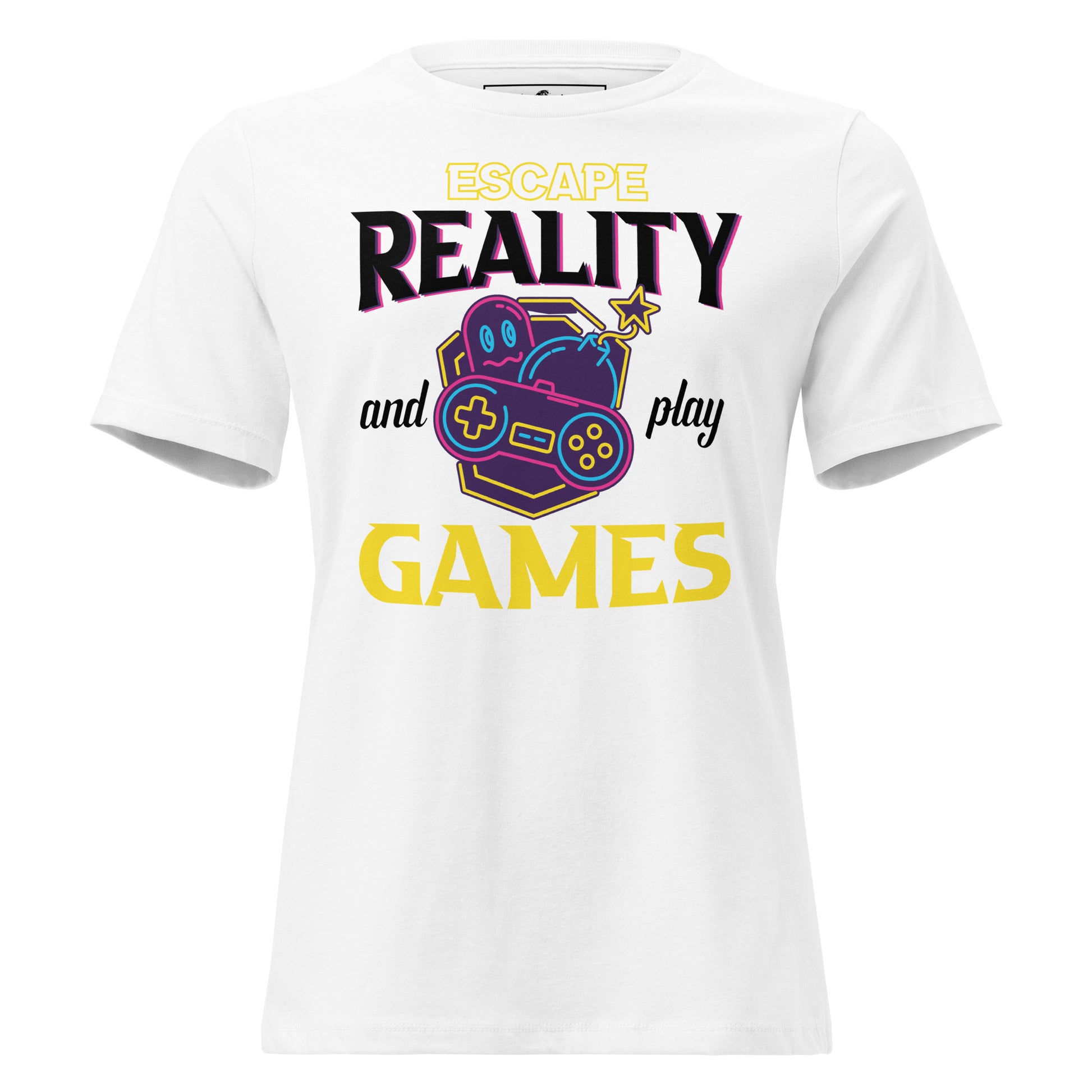 Escape Reality and Play Games White Motivational Women’s T-Shirt