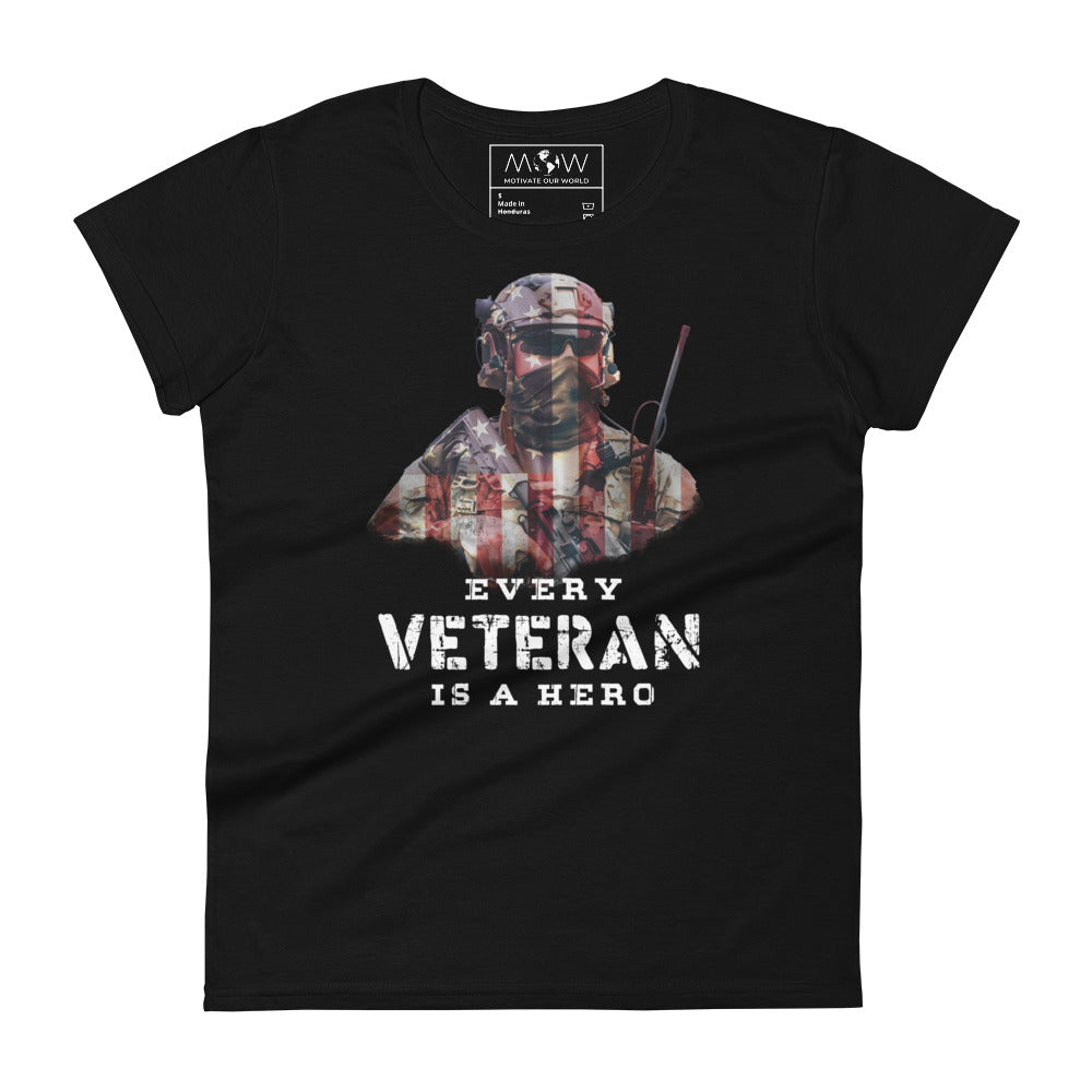 Every Veteran is a Hero IV Women’s Motivational Black T-Shirt