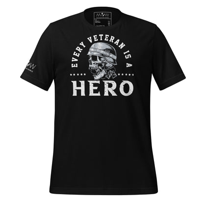 Every Veteran is a Hero Men's Motivational Black T-Shirt