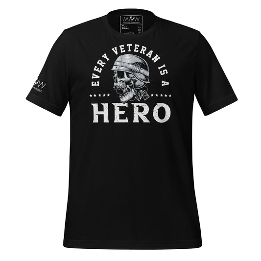 Every Veteran is a Hero Men's Motivational Black T-Shirt