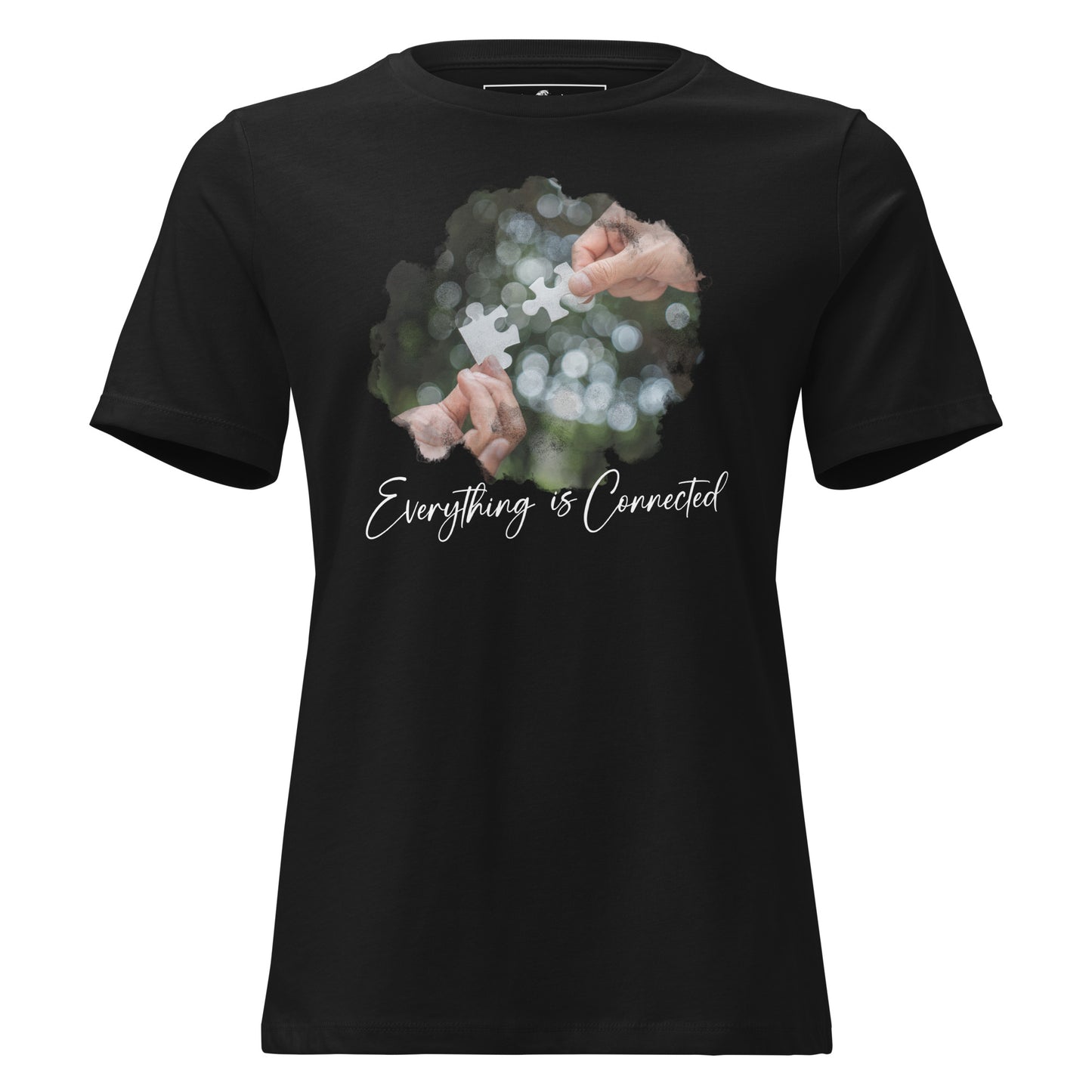 Everything Is Connected Puzzle Black Motivational Women’s T-Shirt
