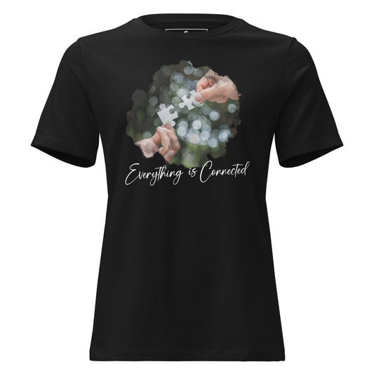 Everything Is Connected Puzzle Black Motivational Women’s T-Shirt