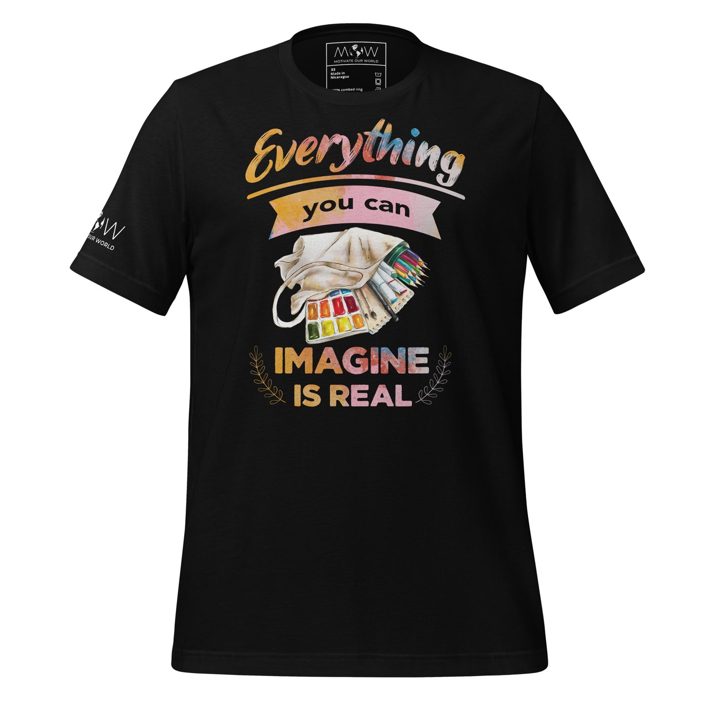 Everything You Can Imagine Is Real Black Motivational Men's T-Shirt