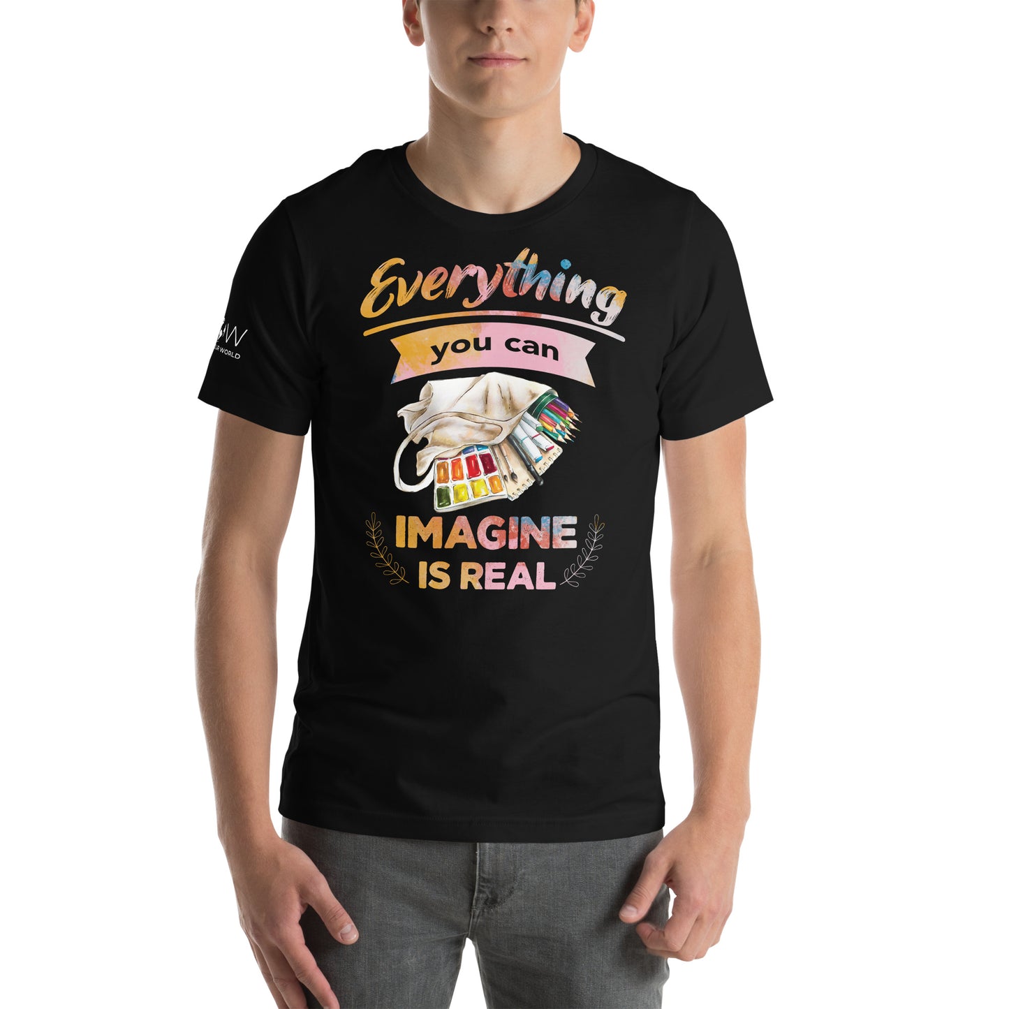 Everything You Can Imagine Is Real Black Motivational Men's T-Shirt