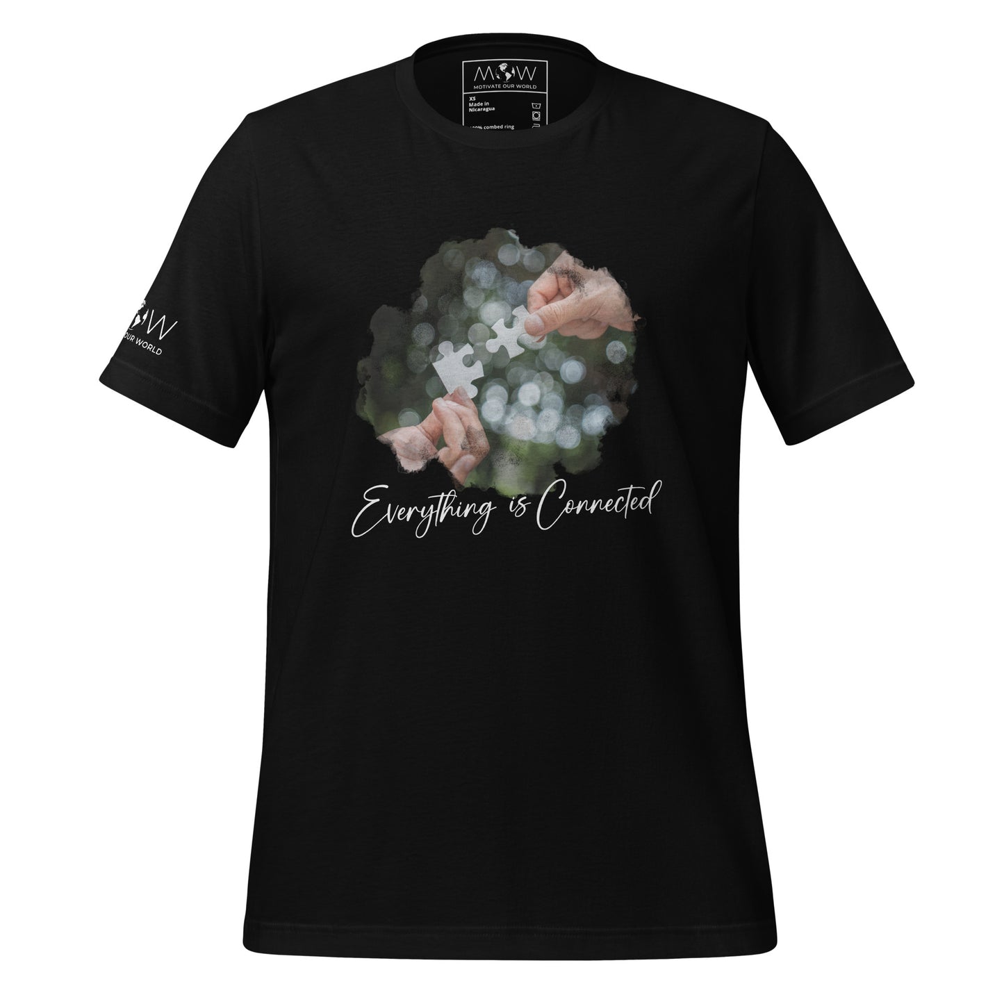 "Everything is Connected" Black Men's Motivational White T-Shirt