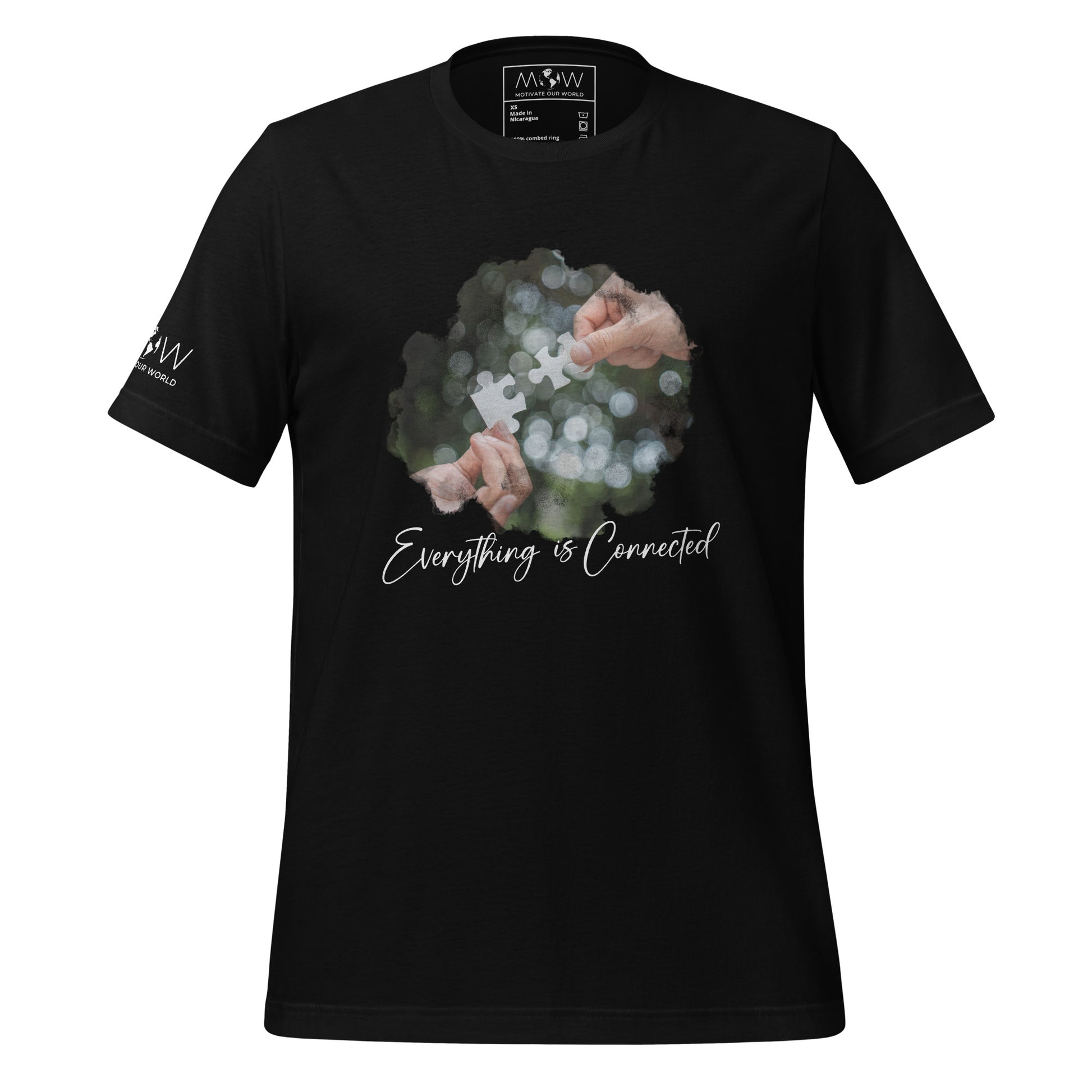 "Everything is Connected" Black Men's Motivational White T-Shirt